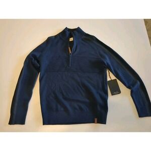 NWT Obermeyer Men's Vince 1/2 Zip Pullover Sweater Wool Blend Navy Blue Sz S